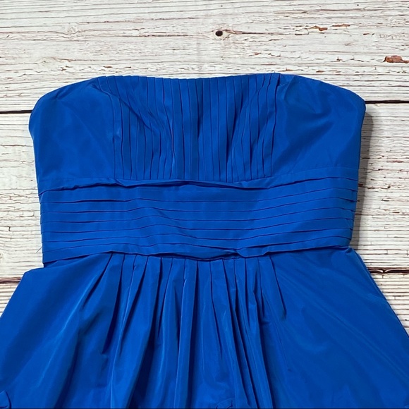 BCBGMAXAZRIA Taffeta Fit and Flare Larkspur Blue Strapless Dress Sz 4 - Picture 15 of 16